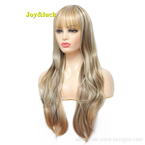 wholesale Piano Black and Brown For Women Ladies Hair Wigs With Bangs Cosplay or Daily Long Natural Straight Synthetic Hair Wigs